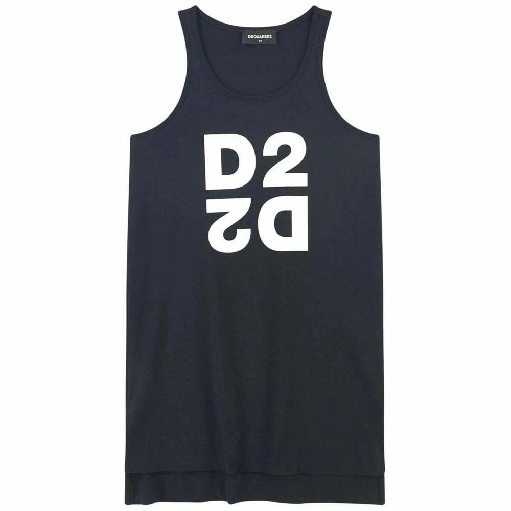 Dsquared2 Girls Black Cotton Logo Tank Dress